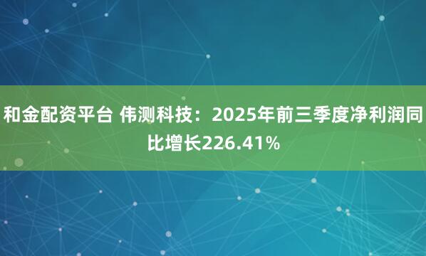 和金配资平台 伟测科技：2025年前三季度净利润同比增长226.41%