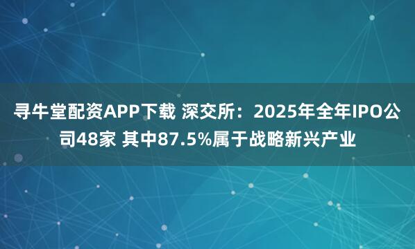 寻牛堂配资APP下载 深交所：2025年全年IPO公司48家 其中87.5%属于战略新兴产业